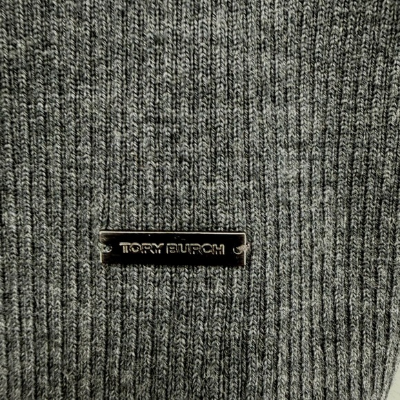 Tory Burch Gray‎ Ribbed Merino WOOL Blend Turtleneck Sweater Women's Size M - Picture 2 of 8